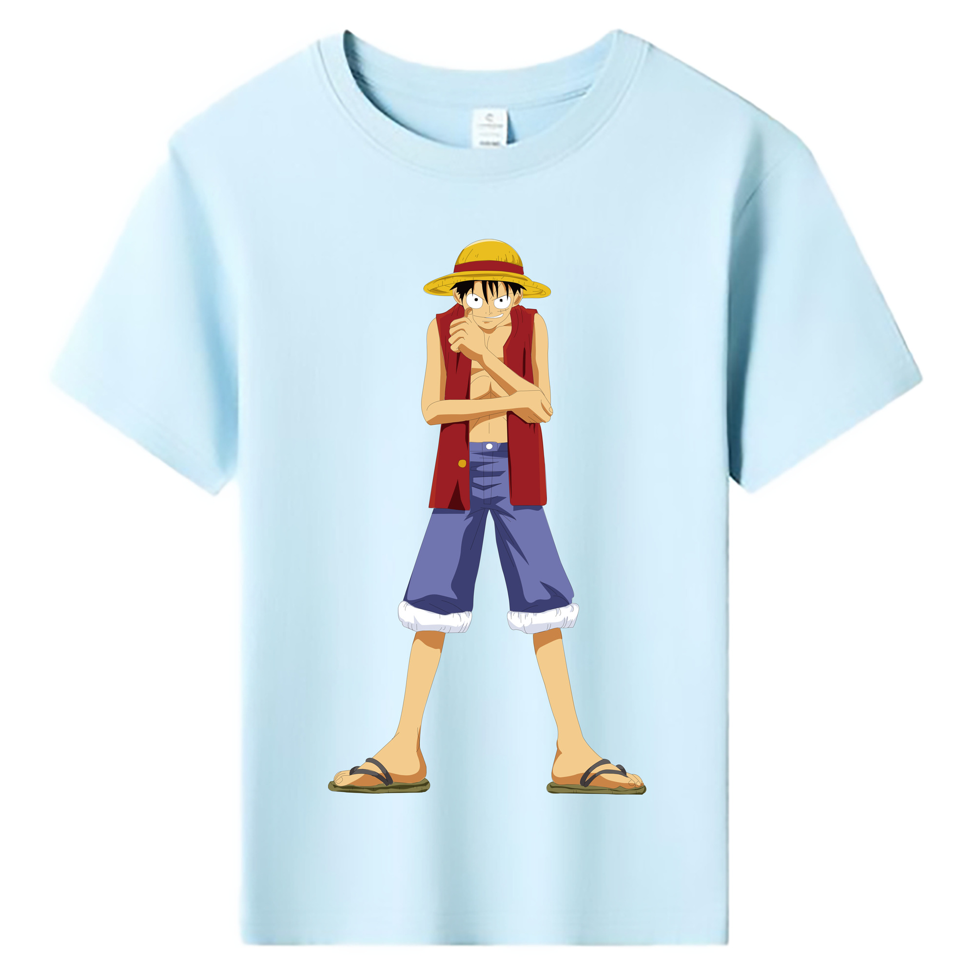ワンピース モンキー・D・ルフィ ONE PIECE Monkey D. Luffy 綿100％キッズTシャツ（フロントプリント）